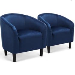 Velvet Accent Chair Set of 2, Soft Padded Seat and Sturdy Legs 