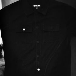 Black Stacy Adams Rhinestone Long-Sleeve Jacket Button Down.