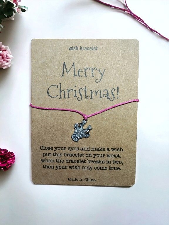 Wish Reindeer Pink String Christmas Bracelet