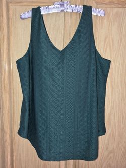 Dressy BLENCOT womens sleeveless green eyelet embroidery blouse (XL)