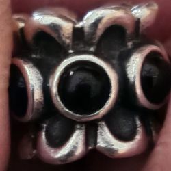 Pandora Forget Me Not Sterling Silver And Black Onix Bead ( Retired)