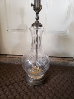 Vintage Glass and Brass Table Lamp