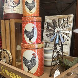 Set of 3 Vintage Rooster Canisters 