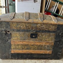 Antique Camelback Steamer Trunk