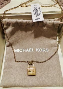 Michael Kors Gold Padlock Pendant Necklace with Box Bag - BRAND NEW WITH TAGS
