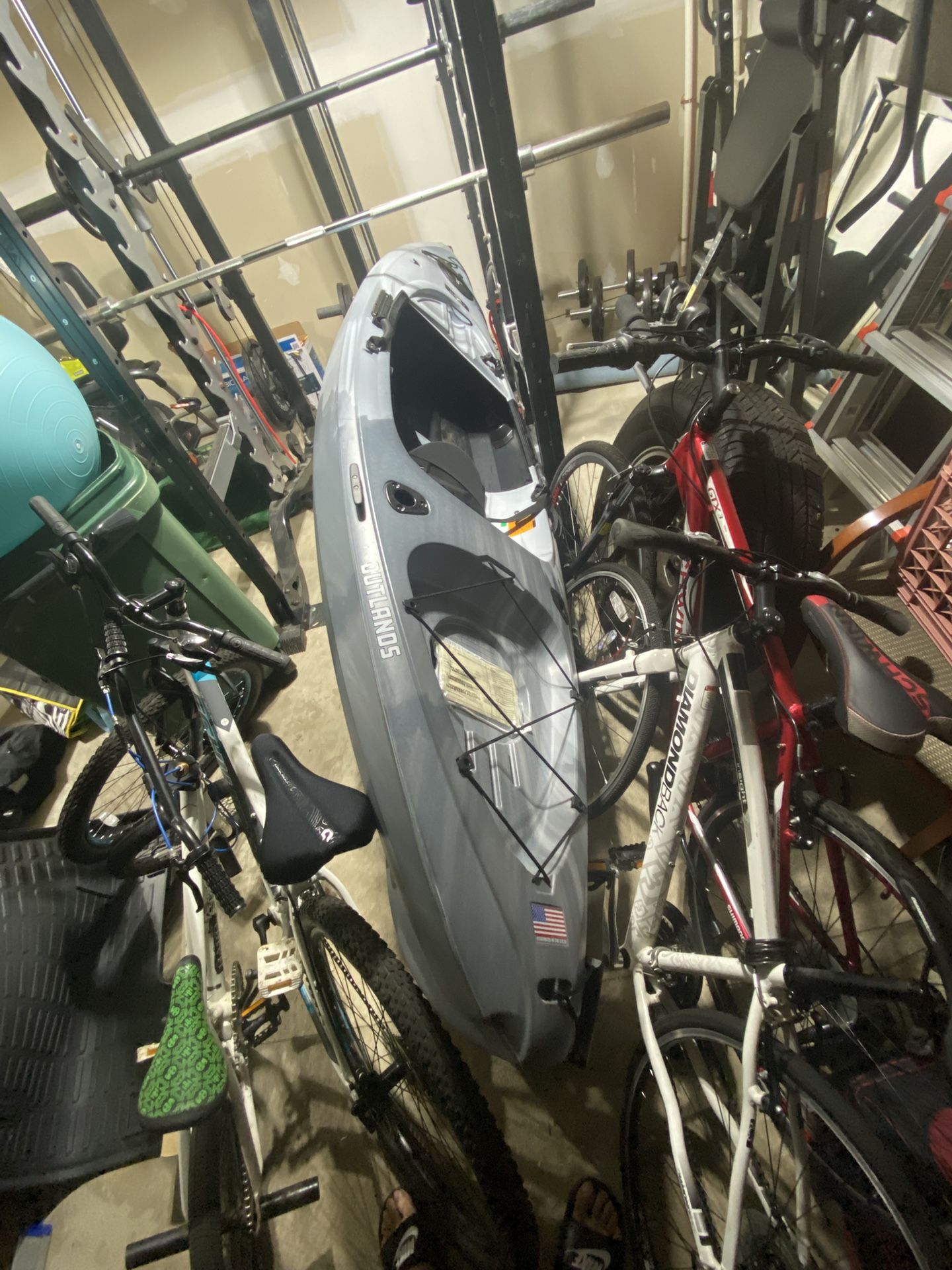 Fishing Kayak, Waders, Life Vest, Paddles, Anchor