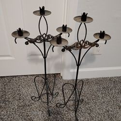 Metal Bronze Candle Holder Set 29" Inches Tall 