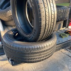 I have two tires in great condition they have about 60% left station number 225/60/17