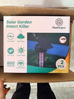 2-Pack Solar Garden Insect Zapper with USB Charging – Brand New