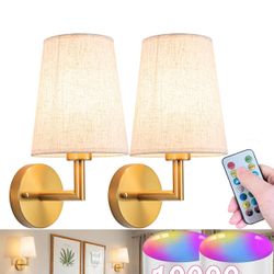 Wall Sconce Battery Operated Wall Light Fixure with Remote Control, Dimmable Battery Operated Wall Sconces Set Of Two, Indoor Wireless Wall Mounted La