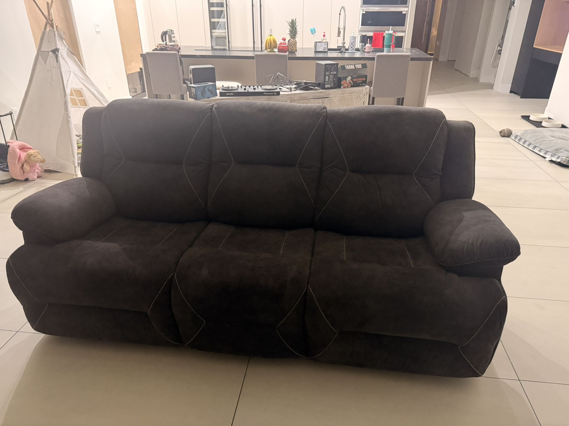 Dark Gray Reclining Sofa