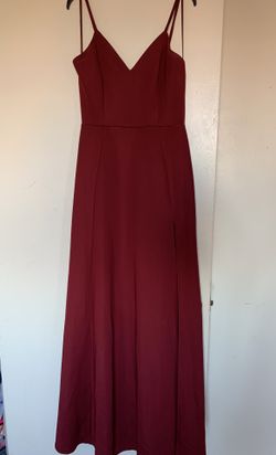 Burgundy Formal Maxi Dress with Leg Slit