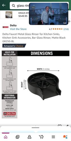 Faucet Metal Glass Rinser for Kitchen Sinks, Kitchen Sink Accessories, Bar Glass