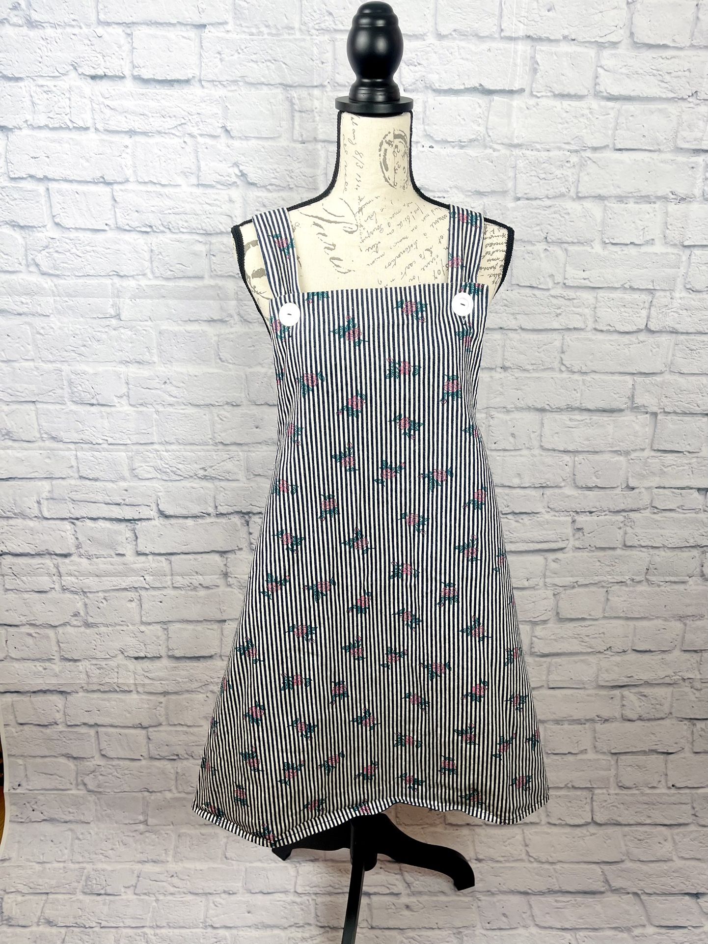 Vintage Handmade Overall Pinafore Dress Floral Cottagecore NO TAGS Small/Medium