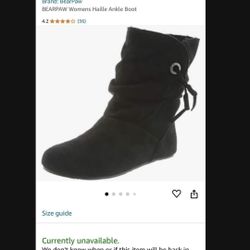 Bearpaw Women's Haille Boots, Black Suede, Rubber Was $60 + Tax
