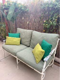 Vintage Outdoor Patio Loveseat / Sofa – Metal Frame –