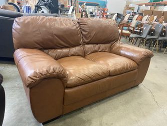 Carmel Brown Leather Loveseat