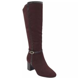 Karen Scott Women Isalee Block Heel Riding Boots Microsuede