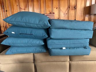 (4) Sets of blue teal outdoor chair cushions