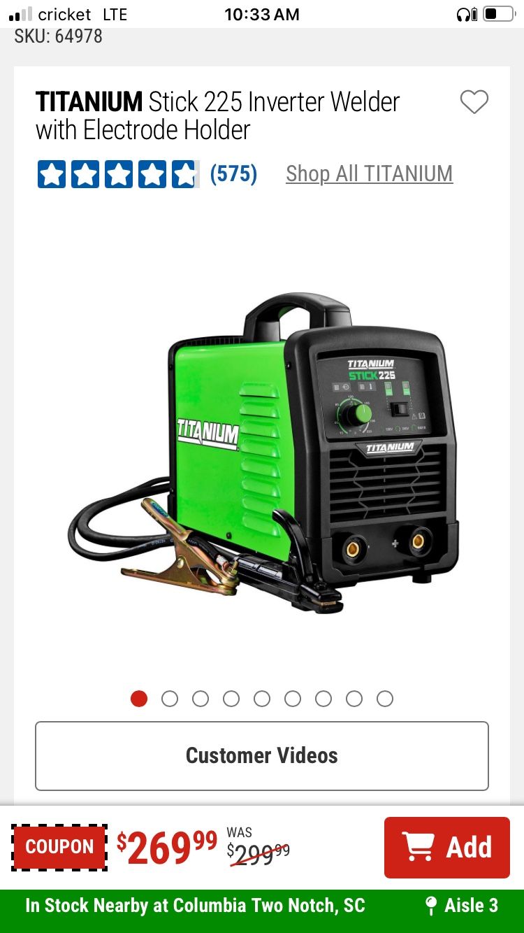 Titanium 225 Stick Welder