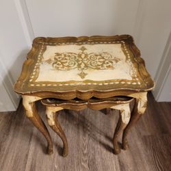 Antique Italian Florentine Nesting Tables 2pc 