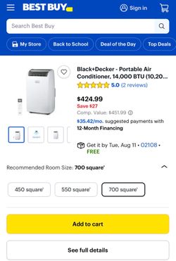 Black+Decker - Portable Air Conditioner with Heat, 14,000 BTU