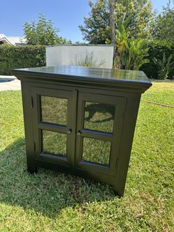 Black Side Table With Glass Pane Doors