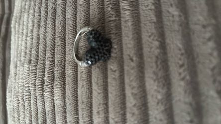 Silver Ring with Black Crystal butterfly