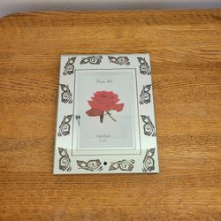 Elegant Mirror Glass Picture Frame With Frosted Border - Fits 4x6" Photo