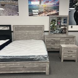 4PC Gray Queen Bedroom Set 