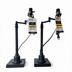 New With Tags 20" H Set Of 2 Swing Arm Table Base Black Lamps AS IS (Tested)