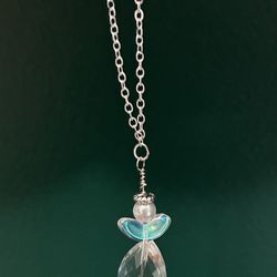 Angel Wire Wrapped Crystal Pendant Necklace