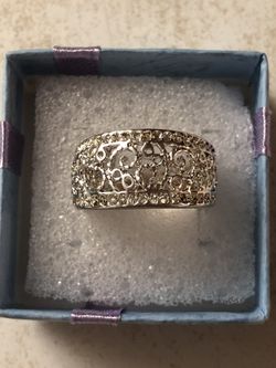 Sz8 Filigree Wide Band 925 Stamped