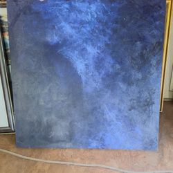 Large Original Abstract Blue Painting – Set of 3
