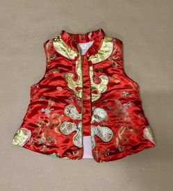 Da Fu Chinese Traditional Red Silk Vest