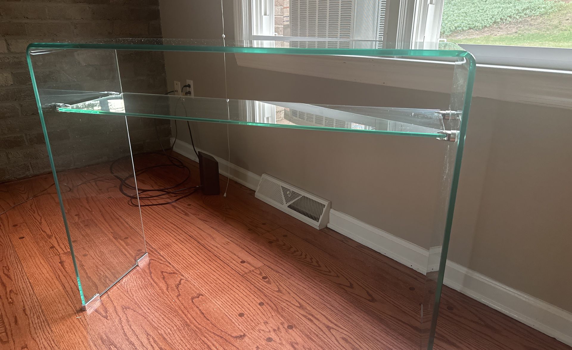 Waterfall Minimalist Glass Curved Desk Table