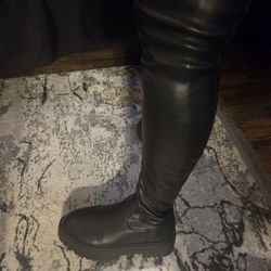 Stretchy Thigh High Chunky Boots