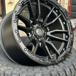 Fuel Rebel D679 20x10 6x139.7 -18 Balck with 33x12.50r20 mud tires available in stock 