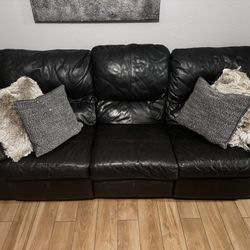Real Leather Black Couch 