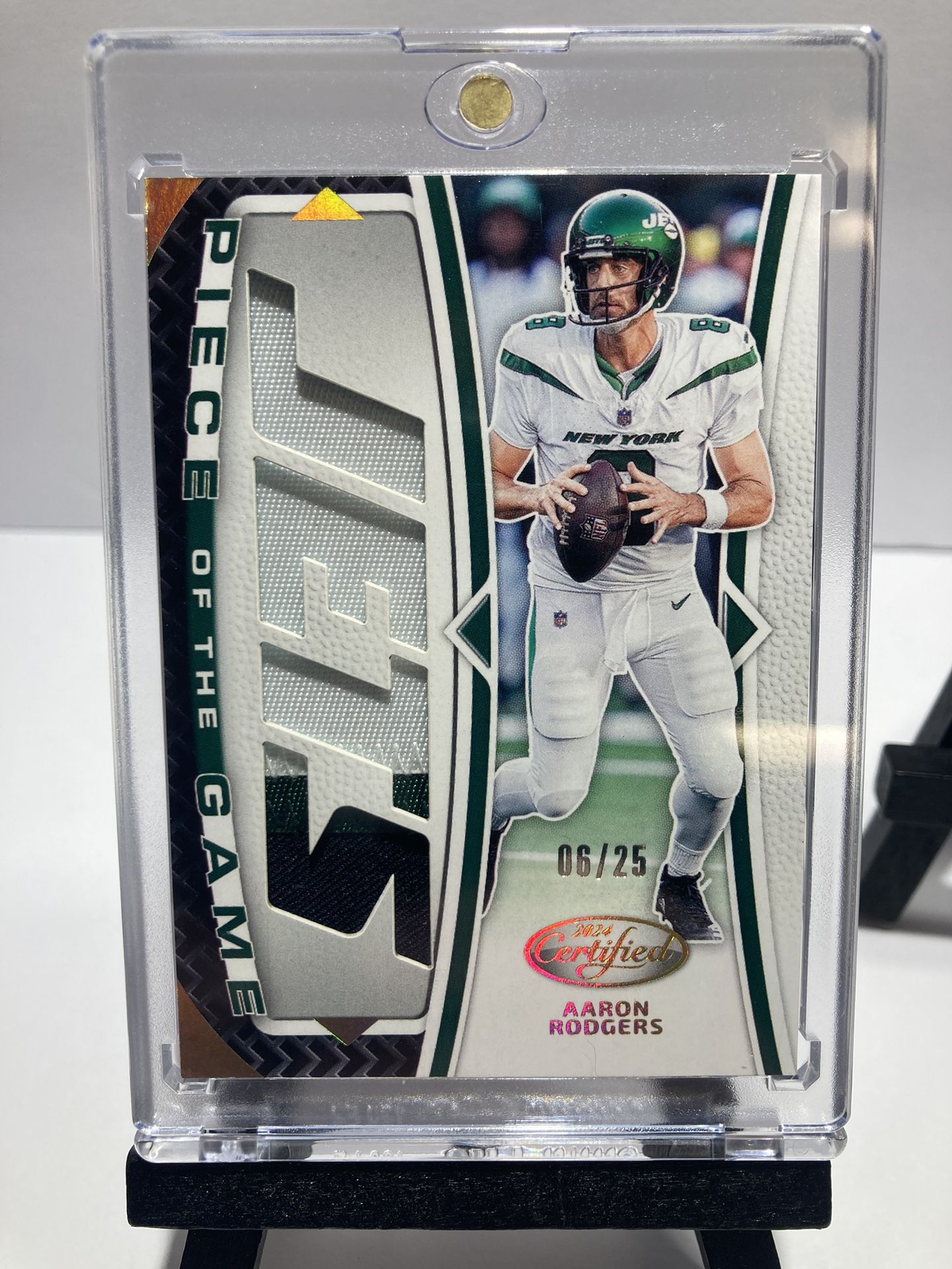 Aaron Rodgers 2024 Panini Certified Football Piece of the Game 06/25 3 Color patch NM