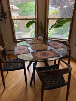 48” round mid century dining set