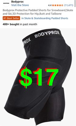 Bodyprox Protective Padded Shorts for Snowboard, Skate and Ski,3D Protection for Hip,Butt and Tailbone. (Medium)