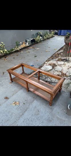 Vintage Old School Wooden Coffee Glassed Table Strong Build