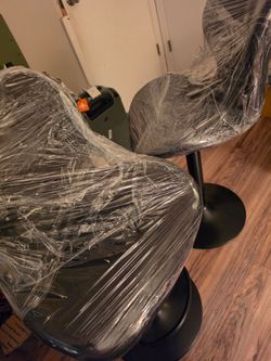 Two Black Cushioned Ergonomic Bar Stools from Amazon - BNIP!