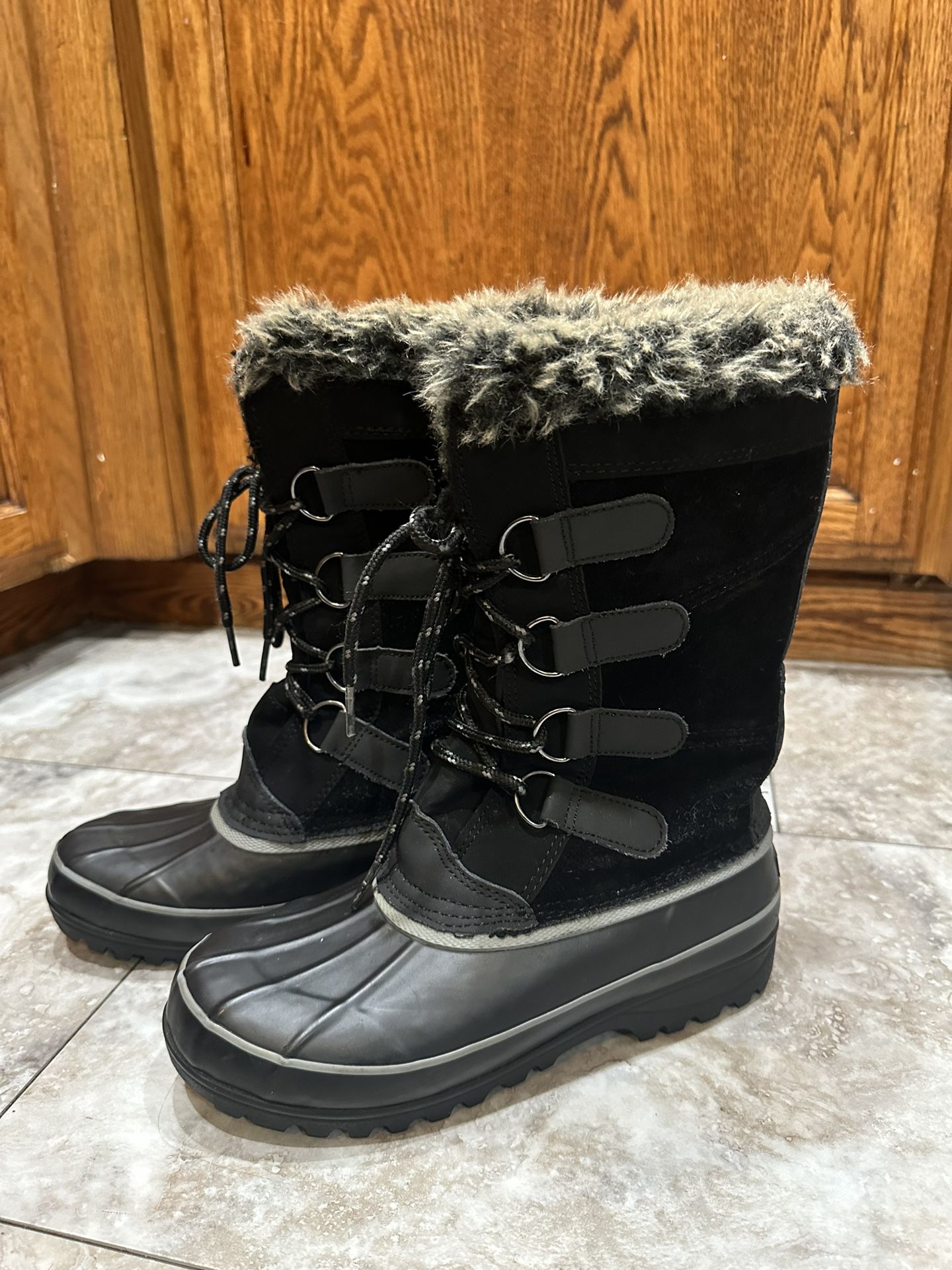 Women’s Waterproof Snow Boots, Suede Size 7