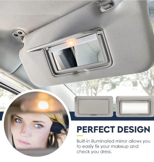 Driver & Passenger Sun Visor for Nissan Altima 2013 2014 2015 2016 2017 2018, with Light Replace 96401-3TA2A Gray