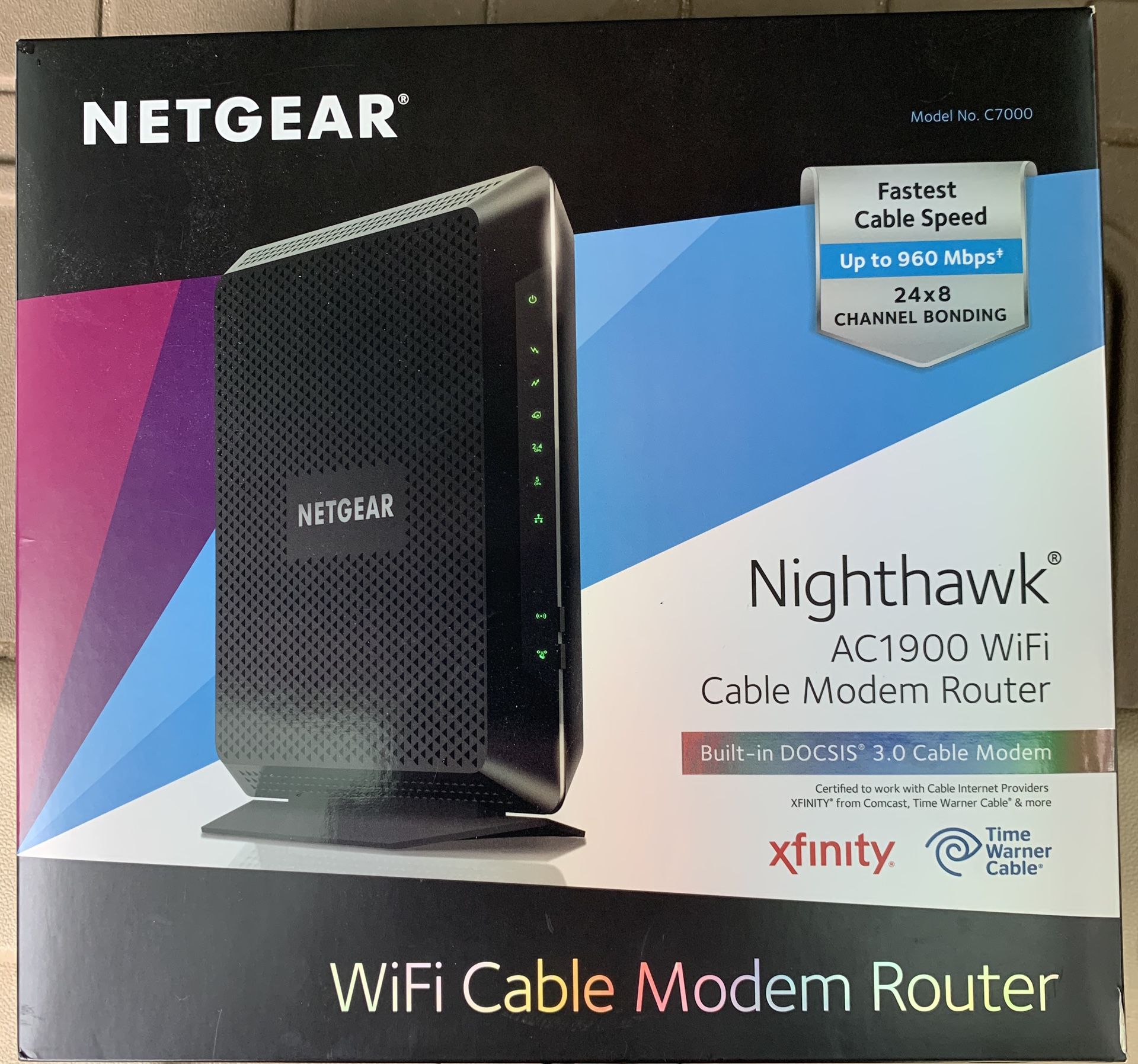 NETGEAR Nighthawk AC1900/C7000 (24x8) DOCSIS 3.0 WiFi Cable Modem Router Combo (AC1900) for Xfinity from Comcast, Spectrum, Cox, more