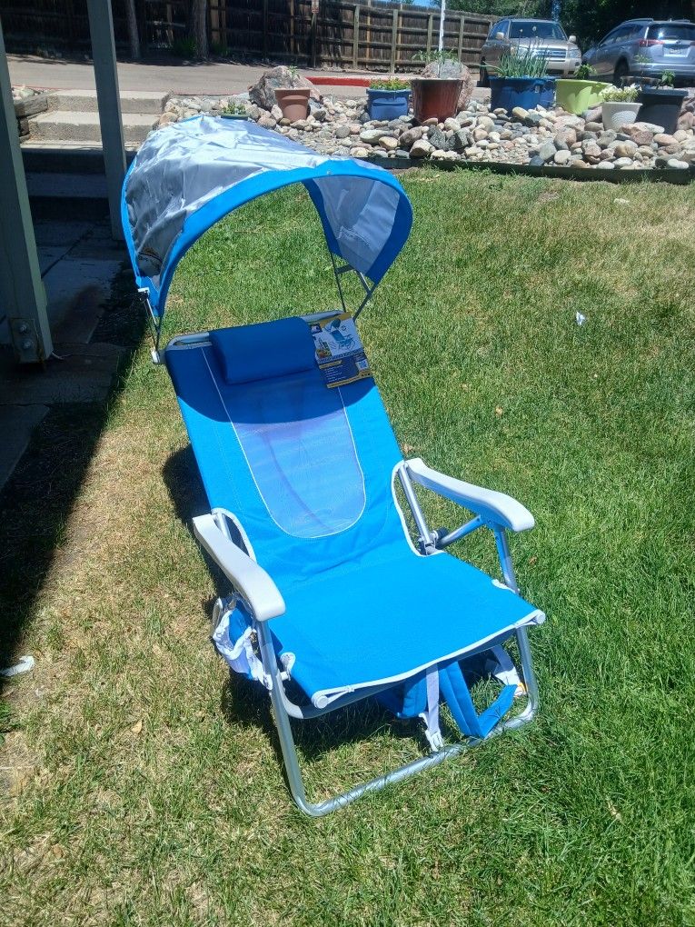 BRAND NEW!!! "GCI WATERSIDE" SUNSHADE BACKPACK BEACH CHAIRS 