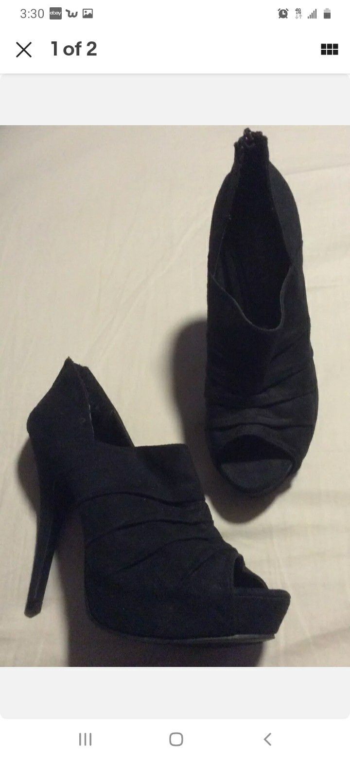 Womens Cathy Jean Peeptoe Heels Booties - Black, Size 8
