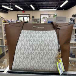 Michael Kors Medium Logo And Leather Tote Bag 
